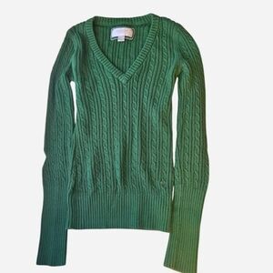 AEO green 2000s cable knit long sleeve